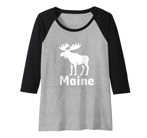 Damen Maine Moose Pride Minimalistischer Naturliebhaber Raglan von We Love Maine - Apparel & Gifts