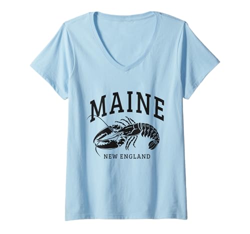 Damen Maine New England Hummer Souvenir Pride Vintage T-Shirt mit V-Ausschnitt von We Love Maine - Apparel & Gifts