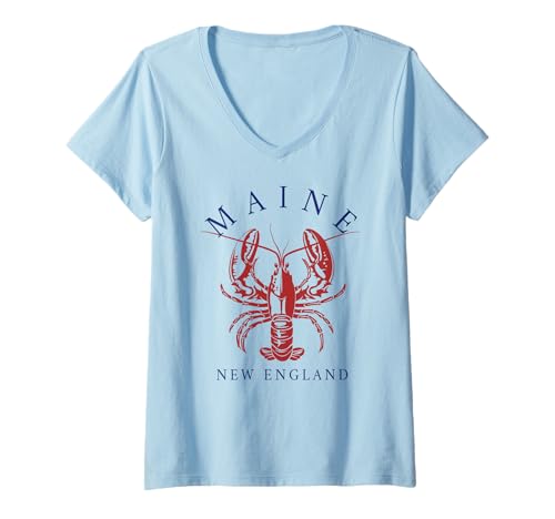 Damen Maine New England Hummer Souvenir Pride Vintage T-Shirt mit V-Ausschnitt von We Love Maine - Apparel & Gifts
