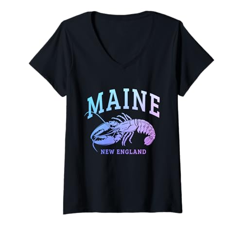 Damen Maine New England Hummer Souvenir Pride Vintage T-Shirt mit V-Ausschnitt von We Love Maine - Apparel & Gifts