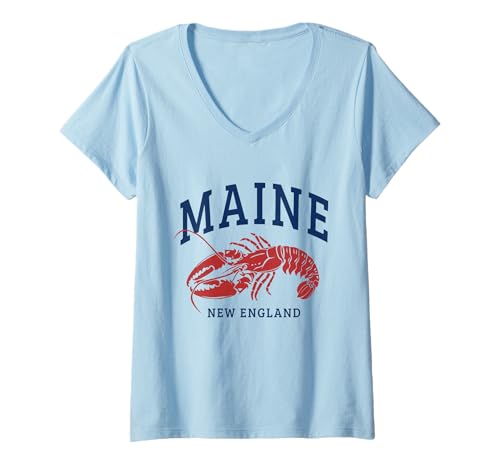 Damen Maine New England Hummer Souvenir Pride Vintage T-Shirt mit V-Ausschnitt von We Love Maine - Apparel & Gifts