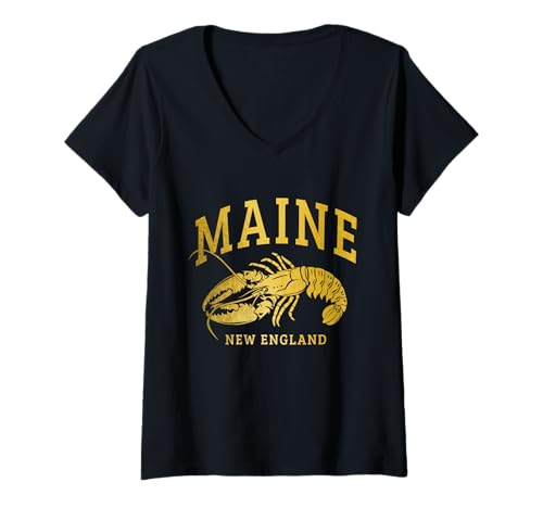 Damen Maine New England Hummer Souvenir Pride Vintage T-Shirt mit V-Ausschnitt von We Love Maine - Apparel & Gifts