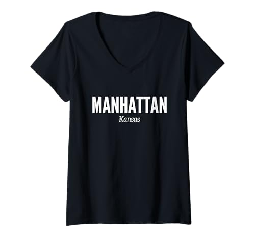 Damen Manhattan, Kansas T-Shirt mit V-Ausschnitt Damen Manhattan, Kansas T-Shirt mit V-Ausschnitt von We Love Manhattan Kansas