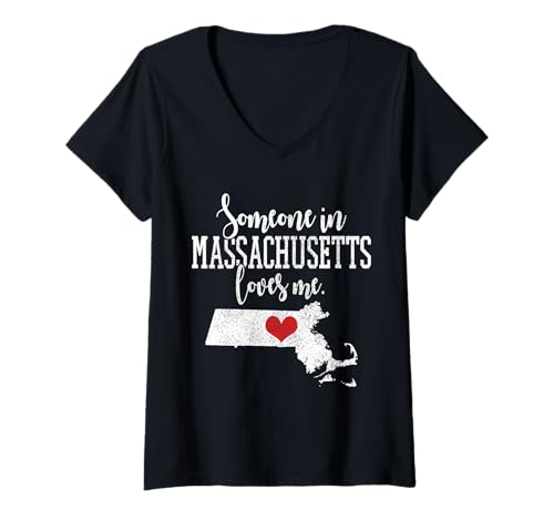 Damen Jemand in Massachusetts liebt Mich T-Shirt mit V-Ausschnitt von We Love Massachusetts - Apparel & Gifts