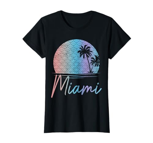 Miami Florida Meerjungfrau Palmen Mädchen Vintage Beach FL T-Shirt Miami Florida Meerjungfrau Palmen Mädchen Vintage Beach FL T-Shirt von We Love Miami FL