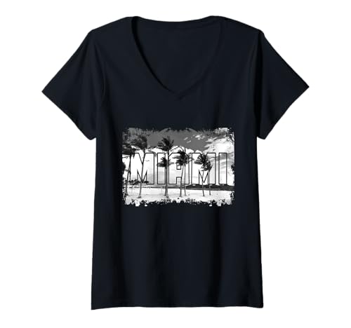 Damen Miami Florida Vintage Retro Pride Miami Beach FL T-Shirt mit V-Ausschnitt Damen Miami Florida Vintage Retro Pride Miami Beach FL T-Shirt mit V-Ausschnitt von We Love Miami - Souvenirs & Gifts