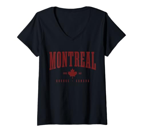 Damen Montreal Kanada Maple Leaf Pride Canadian Vintage T-Shirt mit V-Ausschnitt Damen Montreal Kanada Maple Leaf Pride Canadian Vintage T-Shirt mit V-Ausschnitt von We Love Montreal Canada - Apparel & Gifts