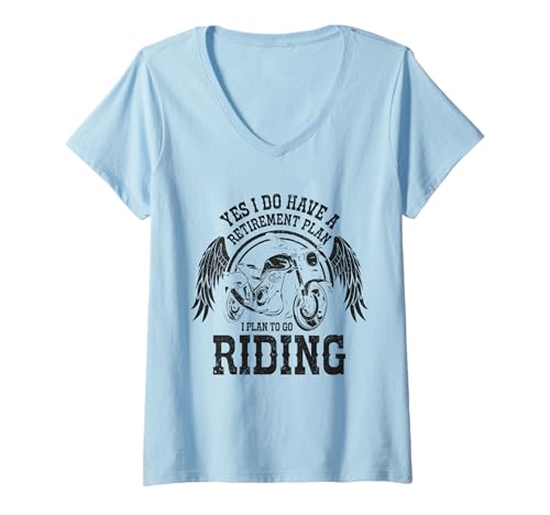 Damen Biker Ruhestandsplan Motorrad Lustig Rentner Biker T-Shirt mit V-Ausschnitt Damen Biker Ruhestandsplan Motorrad Lustig Rentner Biker T-Shirt mit V-Ausschnitt von We Love Motorcycles - Biker Retirement Gifts