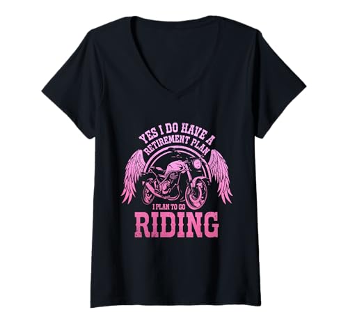 Damen Biker Ruhestandsplan Motorrad Lustig Rentner Biker T-Shirt mit V-Ausschnitt Damen Biker Ruhestandsplan Motorrad Lustig Rentner Biker T-Shirt mit V-Ausschnitt von We Love Motorcycles - Biker Retirement Gifts