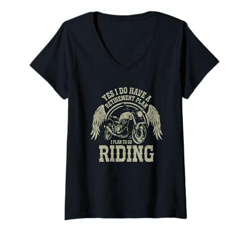 Damen Biker Ruhestandsplan Motorrad Lustig Rentner Biker T-Shirt mit V-Ausschnitt Damen Biker Ruhestandsplan Motorrad Lustig Rentner Biker T-Shirt mit V-Ausschnitt von We Love Motorcycles - Biker Retirement Gifts