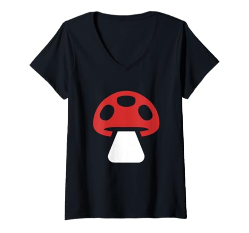 Damen Minimalistischer Pilz T-Shirt mit V-Ausschnitt Damen Minimalistischer Pilz T-Shirt mit V-Ausschnitt von We Love Mushrooms - Apparel & Gifts