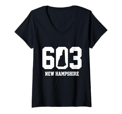 Damen New Hampshire 603 Ortsvorwahl Souvenir Pride T-Shirt mit V-Ausschnitt Damen New Hampshire 603 Ortsvorwahl Souvenir Pride T-Shirt mit V-Ausschnitt von We Love New Hampshire - Apparel & Gifts