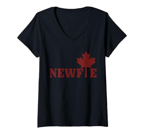 Damen Newfie Newfoundland Kanada Maple Leaf Pride Canadian Vintage T-Shirt mit V-Ausschnitt Damen Newfie Newfoundland Kanada Maple Leaf Pride Canadian Vintage T-Shirt mit V-Ausschnitt von We Love Newfoundland Canada - Apparel & Gifts