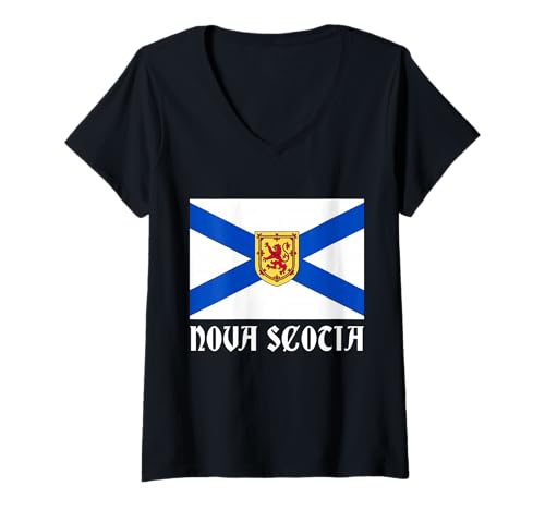 Damen Nova Scotia Flagge Pride Kanada Kanada Souvenir Vintage T-Shirt mit V-Ausschnitt Damen Nova Scotia Flagge Pride Kanada Kanada Souvenir Vintage T-Shirt mit V-Ausschnitt von We Love Nova Scotia Canada - Apparel & Gifts