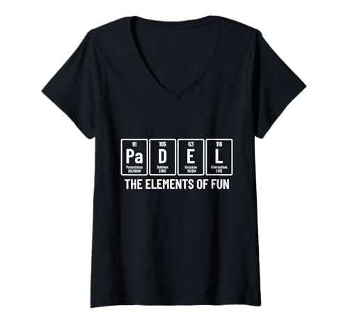 Damen Padel Elements of Fun Periodensystem Lustiges Padel T-Shirt mit V-Ausschnitt Damen Padel Elements of Fun Periodensystem Lustiges Padel T-Shirt mit V-Ausschnitt von We Love Padel