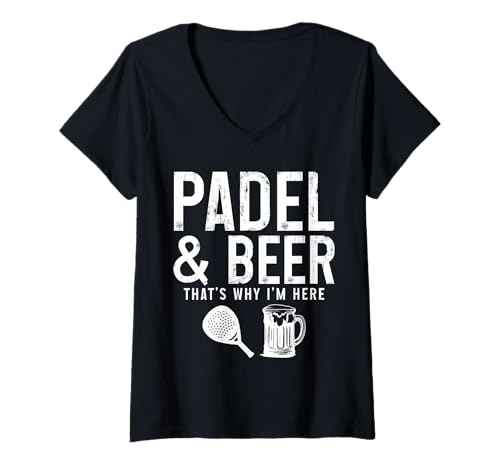 Damen Padel & Beer That's Why I'm Here Lustiges Padel T-Shirt mit V-Ausschnitt Damen Padel & Beer That's Why I'm Here Lustiges Padel T-Shirt mit V-Ausschnitt von We Love Padel