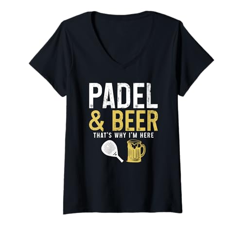 Damen Padel & Beer That's Why I'm Here Lustiges Padel T-Shirt mit V-Ausschnitt Damen Padel & Beer That's Why I'm Here Lustiges Padel T-Shirt mit V-Ausschnitt von We Love Padel