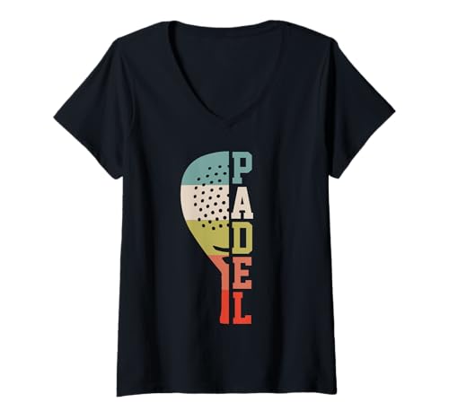 Damen Vintage-Paddel im Retro-Look T-Shirt mit V-Ausschnitt Damen Vintage-Paddel im Retro-Look T-Shirt mit V-Ausschnitt von We Love Padel