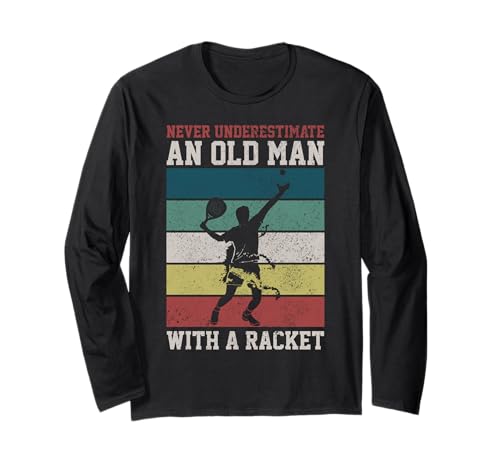 Padel Vintage Retro Never Underestimate An Old Man Lustig Langarmshirt Padel Vintage Retro Never Underestimate An Old Man Lustig Langarmshirt von We Love Padel
