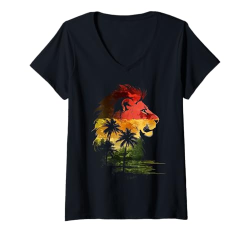 Damen Löwe von Judah Reggae Musik Palmen Jamaika Rastafari T-Shirt mit V-Ausschnitt Damen Löwe von Judah Reggae Musik Palmen Jamaika Rastafari T-Shirt mit V-Ausschnitt von We Love Reggae Music - Lion Of Judah