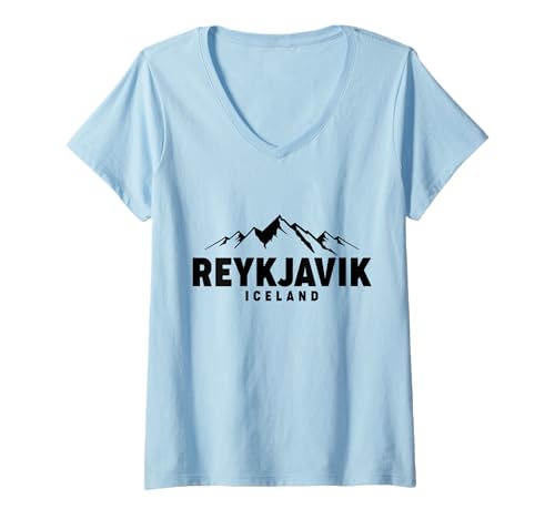Damen Reykjavik Island T-Shirt mit V-Ausschnitt von We Love Reykjavik Iceland - Apparel & Gifts