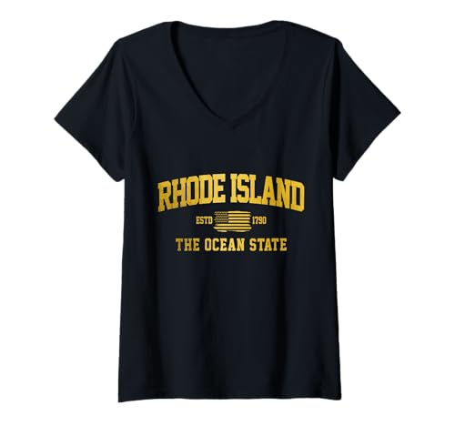 Damen Rhode Island Der Ocean State RI Pride T-Shirt mit V-Ausschnitt Damen Rhode Island Der Ocean State RI Pride T-Shirt mit V-Ausschnitt von We Love Rhode Island - Apparel & Gifts
