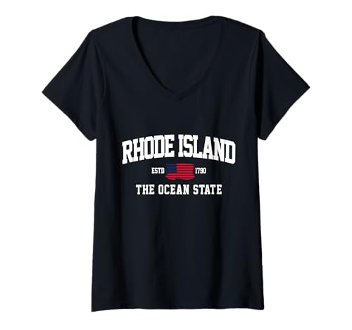 Damen Rhode Island The Ocean State Patriotic RI Pride T-Shirt mit V-Ausschnitt Damen Rhode Island The Ocean State Patriotic RI Pride T-Shirt mit V-Ausschnitt von We Love Rhode Island - Apparel & Gifts