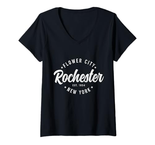Damen Rochester New York Retro NY T-Shirt mit V-Ausschnitt Damen Rochester New York Retro NY T-Shirt mit V-Ausschnitt von We Love Rochester New York