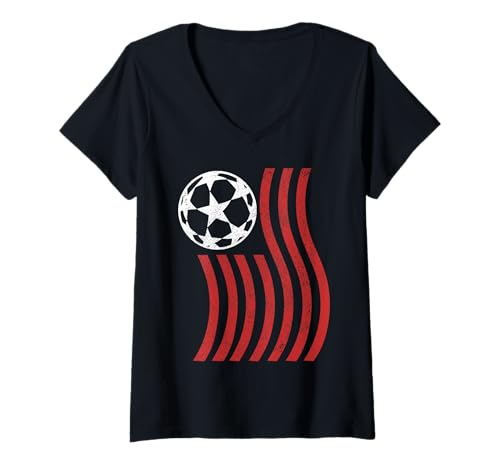 Damen American Flag Patriotic T-Shirt mit V-Ausschnitt von We Love Soccer - Apparel & Gifts