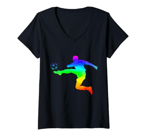 Damen Fußballspieler T-Shirt mit V-Ausschnitt von We Love Soccer - Apparel & Gifts