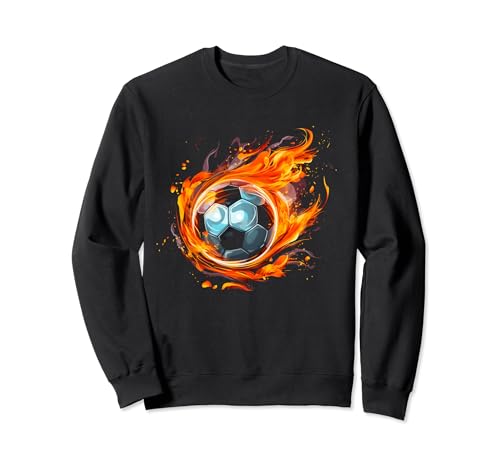 Fußball Flammen brennende Kinder Jungen Fußballspieler Sweatshirt Fußball Flammen brennende Kinder Jungen Fußballspieler Sweatshirt von We Love Soccer