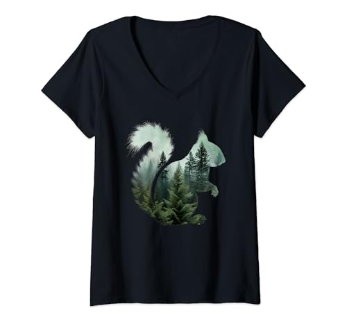 Damen Eichhörnchen Naturliebhaber Wald Wandern Jagd Camping Jäger T-Shirt mit V-Ausschnitt Damen Eichhörnchen Naturliebhaber Wald Wandern Jagd Camping Jäger T-Shirt mit V-Ausschnitt von We Love Squirrels