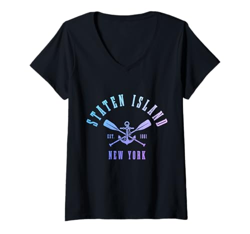Damen Staten Island New York NY Pride Maritim Nautical T-Shirt mit V-Ausschnitt Damen Staten Island New York NY Pride Maritim Nautical T-Shirt mit V-Ausschnitt von We Love Staten Island New York