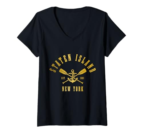 Damen Staten Island New York Retro NY Pride T-Shirt mit V-Ausschnitt Damen Staten Island New York Retro NY Pride T-Shirt mit V-Ausschnitt von We Love Staten Island New York