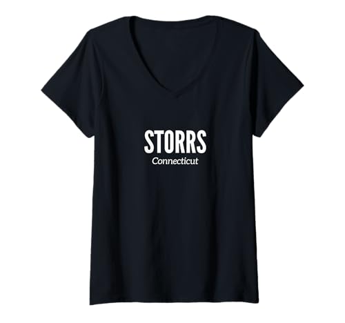 Damen Storrs Connecticut T-Shirt mit V-Ausschnitt von We Love Storrs Connecticut