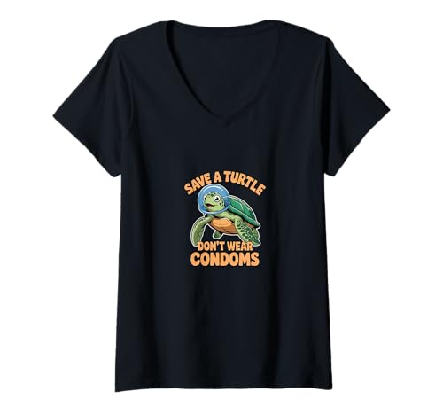 Damen Lustiges Save The Turtles-Design T-Shirt mit V-Ausschnitt Damen Lustiges Save The Turtles-Design T-Shirt mit V-Ausschnitt von We Love Turtles