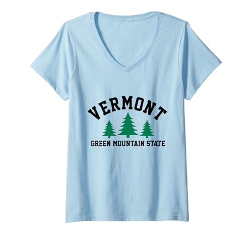 Damen Bundesstaat Vermont Green Mountain T-Shirt mit V-Ausschnitt Damen Bundesstaat Vermont Green Mountain T-Shirt mit V-Ausschnitt von We Love Vermont - Apparel & Gifts