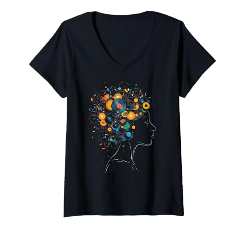 Damen Schallplattensammler DJ Retro Musikliebhaber Audiophile T-Shirt mit V-Ausschnitt Damen Schallplattensammler DJ Retro Musikliebhaber Audiophile T-Shirt mit V-Ausschnitt von We Love Vinyl Records - DJ Apparel & Gifts