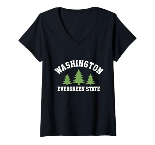 Damen Washington Der Evergrenn State PNW T-Shirt mit V-Ausschnitt Damen Washington Der Evergrenn State PNW T-Shirt mit V-Ausschnitt von We Love Washington - Apparel & Gifts