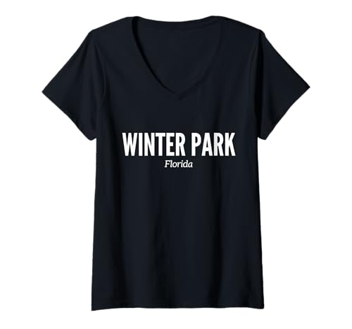 Damen Winterpark Florida T-Shirt mit V-Ausschnitt Damen Winterpark Florida T-Shirt mit V-Ausschnitt von We Love Winter Park Florida
