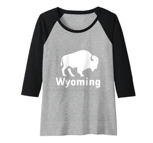 Damen Wyoming Bison Minimalistischer amerikanischer Büffel Raglan Damen Wyoming Bison Minimalistischer amerikanischer Büffel Raglan von We Love Wyoming - Apparel & Gifts