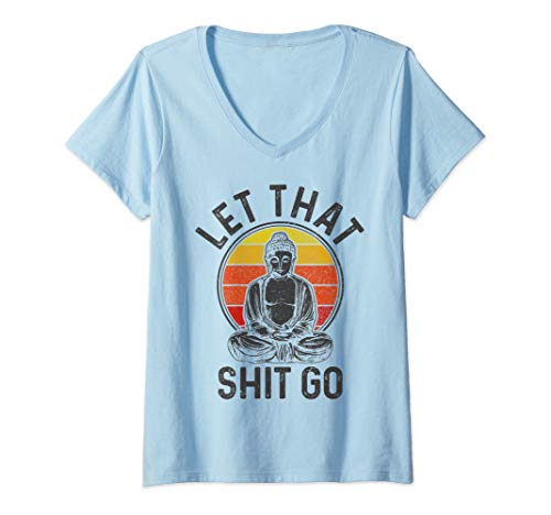 Damen Vintage Buddha Yogi Spruch Lustig Yoga Geschenk T-Shirt mit V-Ausschnitt Damen Vintage Buddha Yogi Spruch Lustig Yoga Geschenk T-Shirt mit V-Ausschnitt von We Love Yoga - Vintage Buddha Designs Co.