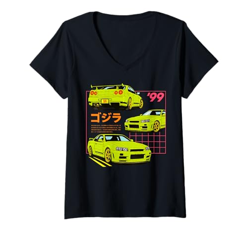 Damen Japanische JDM Tokyo Japan Drift Race Car Grafik Jungen Mädchen T-Shirt mit V-Ausschnitt Damen Japanische JDM Tokyo Japan Drift Race Car Grafik Jungen Mädchen T-Shirt mit V-Ausschnitt von We Race Apparel