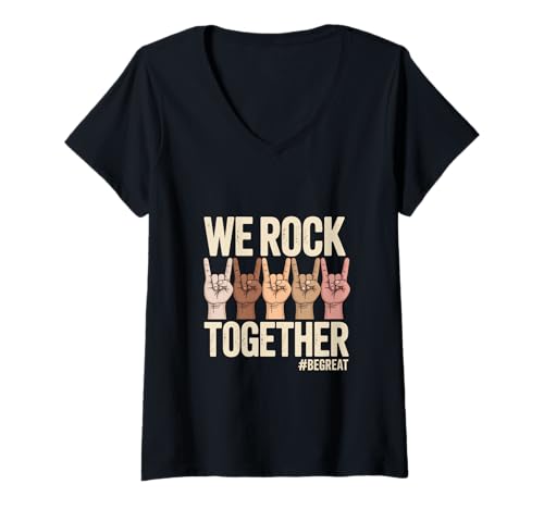 Damen We Rock Together #BeGreat Vielfalt Einheit T-Shirt mit V-Ausschnitt Damen We Rock Together #BeGreat Vielfalt Einheit T-Shirt mit V-Ausschnitt von We Rock Zusammen Einheit Vielfalt Inspiration