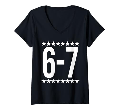 Damen Sechs Sieben 6 7 Meme-Spaß T-Shirt mit V-Ausschnitt Damen Sechs Sieben 6 7 Meme-Spaß T-Shirt mit V-Ausschnitt von We Throw Shade Shirts