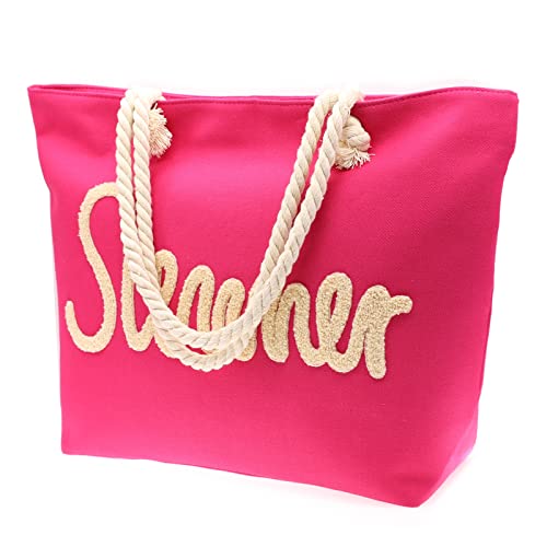 We We Sommer Strandtaschen für Frauen Große Segeltuch Strandtasche Tote Tägliche Taschen Damen Schultertasche Handtasche für Reisen Gym Schwimmen, Fuchsia-Tasche We We Sommer Strandtaschen für Frauen Große Segeltuch Strandtasche Tote Tägliche Taschen Damen Schultertasche Handtasche für Reisen Gym Schwimmen, Fuchsia-Tasche von We We