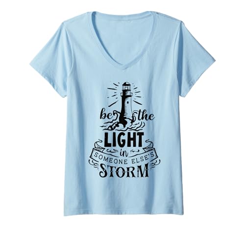 Damen Sei das Licht im Sturm eines Anderen T-Shirt mit V-Ausschnitt Damen Sei das Licht im Sturm eines Anderen T-Shirt mit V-Ausschnitt von We walk by faith not by sight items and apparel