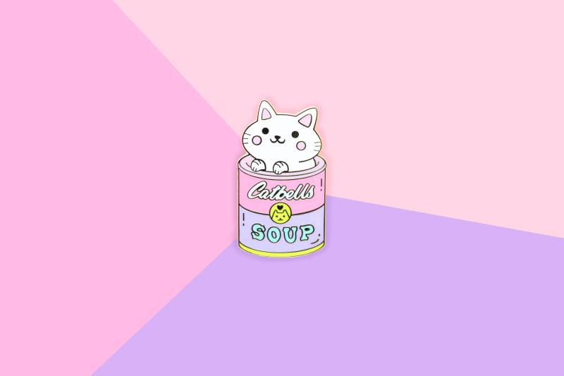 Catbells Soup Foodie Katze - Hard Enamel Gold Anstecknadel Kawaii Katzen von WeAreExtinct