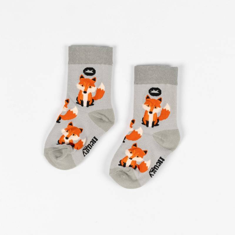 Kinder Bambussocken | Fuchs Grau Tier Wildtiere Coole Socken Bunte Kindersocken Nachhaltig Umweltfreundlich Geschenke von WeAreHedgy