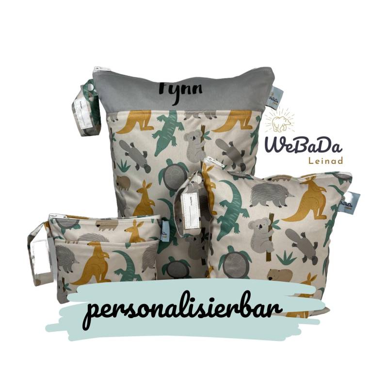 Personalisierbares Wetbag 3Er Set "Australien" Für Wechselkleidung, Stoffwindeln, Feuchttücher, Waschlappen - Geschenke Babys & Kinder von WeBaDaLEINAD